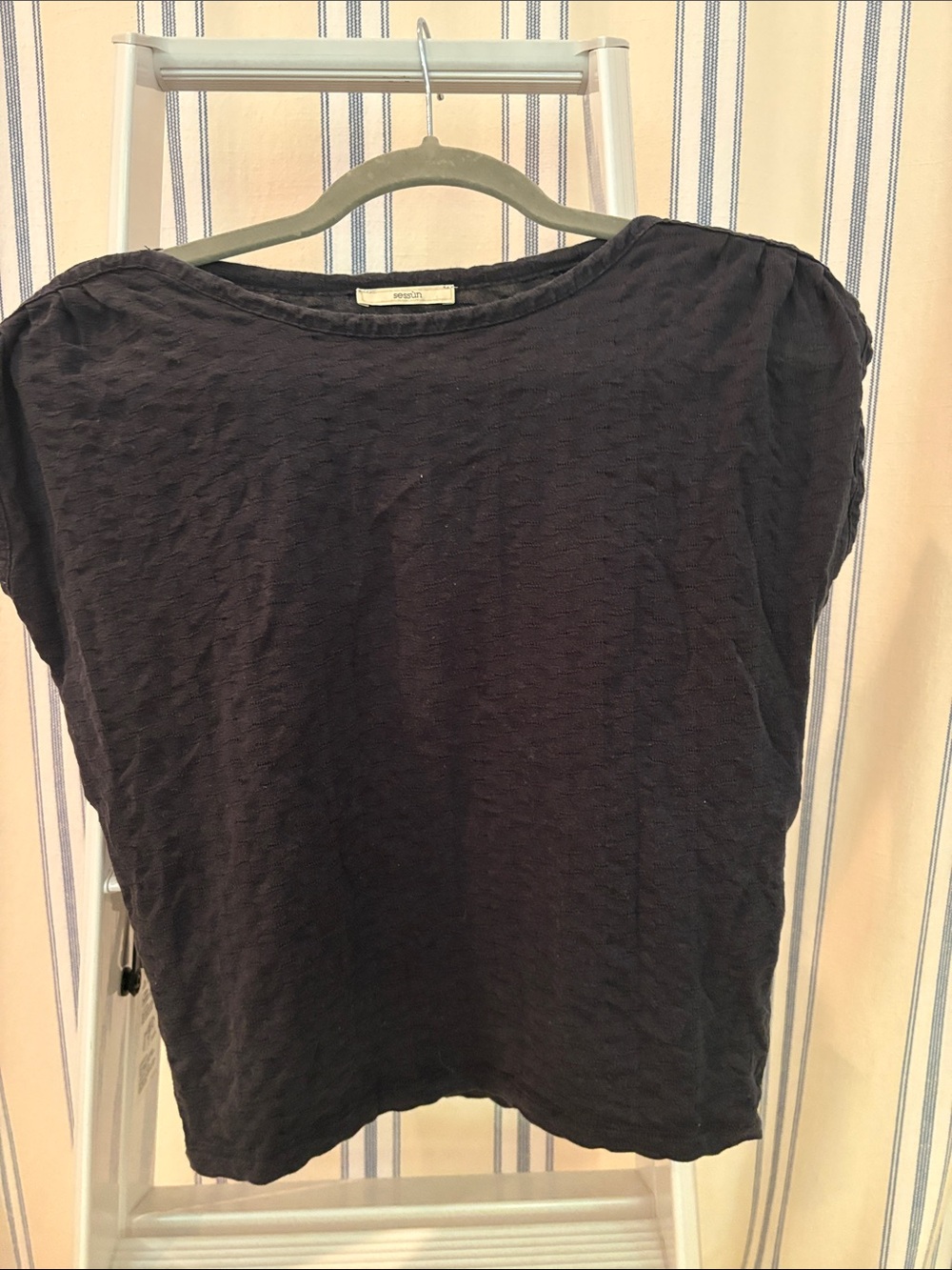 Sessun Everyday Boxy Crewneck Top - BlueBlack